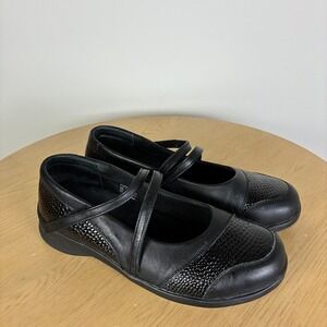 Aetrex Mary Jane Flat Shoes Women's 9 Extra Wide Animal Print Comfort Support